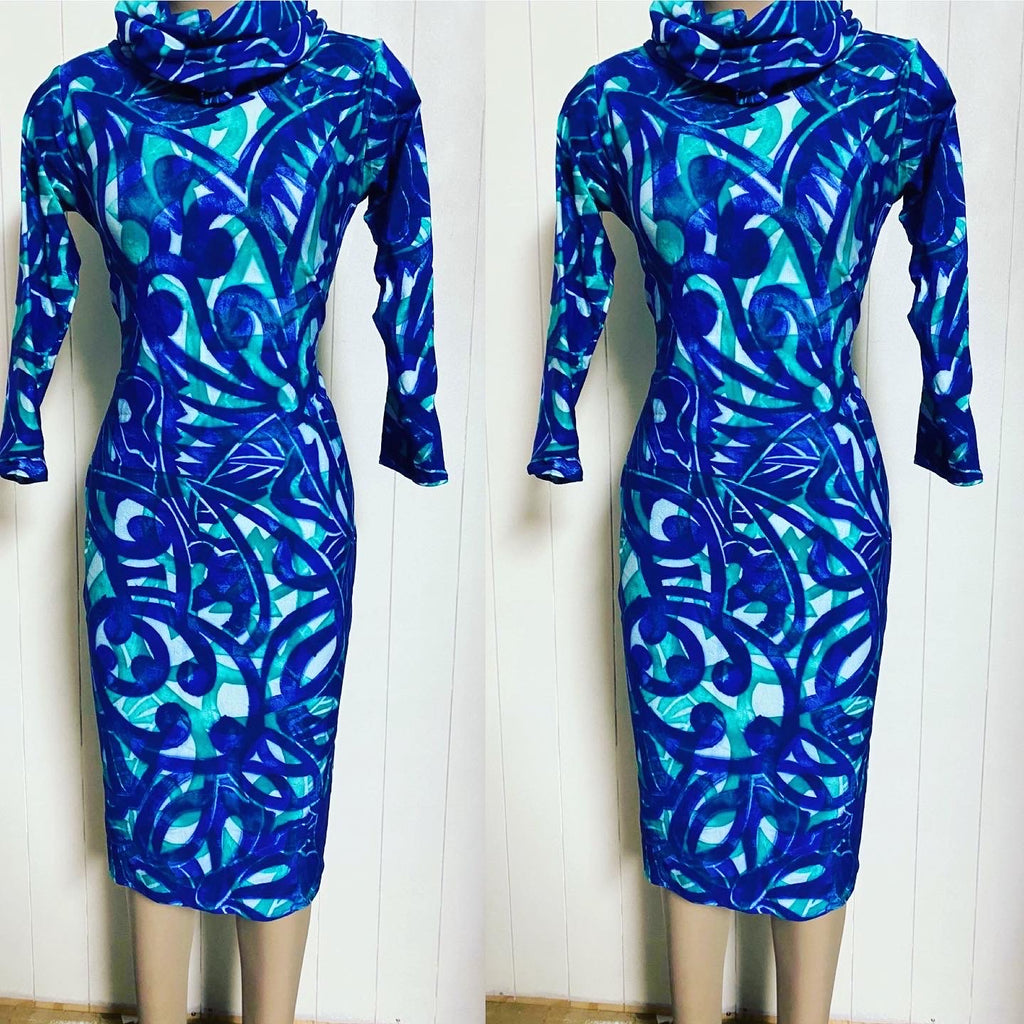 BODYCON TURTLENECK - Black/Yellow/Blue