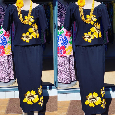 Tifa o le Moana - Black/Yellow Hibiscus
